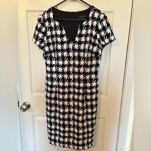 Connected Apparel Black and White Houndstooth Mini Dress